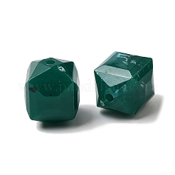 不透明アクリル天然石風ビーズ  ファセットテーブルカットキューブ  ティール  11.5~12x11.5~12x13mm  穴：1.8mm  約400個/500g&nbsp;OACR-G061-03F