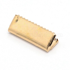 真鍮製カシメリボン止めエンドパーツ  圧着端のパーツ  長方形  ライトゴールド  8x21mm&nbsp;KK-WH0044-03LG