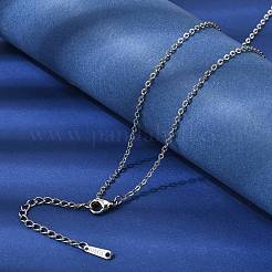 12mm 304ステンレススチール製テクスチャードアズキチェーンネックレス（男女兼用）1.8個  変色なし  ステンレス鋼色  17.72インチ（45cm）  50mmエクステンダーチェーン  リンク：2.3x1.8x0.2mm&nbsp;NJEW-H093-18P-05