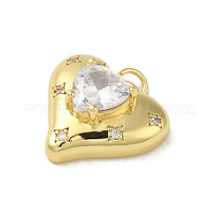 Rack Plating Brass Micro Pave Clear Cubic Zirconia Pendant&nbsp;KK-H473-05G-01