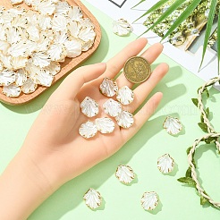 200PCSアクリルパーツ  ゴールドライン入り  葉  乳白色  19.5x17x5mm  穴：1.5mm&nbsp;SACR-YW0001-91