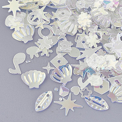 装飾アクセサリー  ポリ塩化ビニールのプラスチック製のスパンコール/スパンコールビーズ  混合図形  ライトゴールデンロッドイエロー  1.5~9.5x2.5~9.5x0.4~1mm  穴：0.9mm&nbsp;X-PVC-T005-072