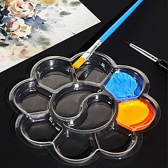 プラスチック水彩オイルパレット  ペイント＆描画用品  花  透明  132x8.5mm  内径：31x28.5mm＆47.5x25.5mm&nbsp;AJEW-WH20072-93B