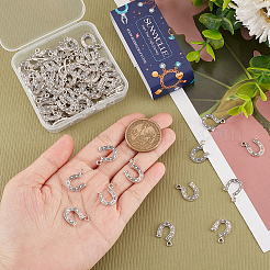 100 個のチベットスタイル合金チャーム  蹄鉄  カドミウムフリー＆鉛フリー  アンティークシルバー  14x12x2mm  穴：1.5mm&nbsp;FIND-SC0004-91