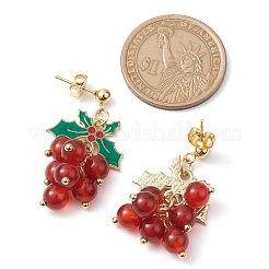 Cherry Alloy Enamel and Carnelian Beads  Studs Earring&nbsp;EJEW-TA00445