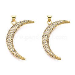 Brass Micro Pave Clear Cubic Zirconia Pendants&nbsp;KK-N227-140LG