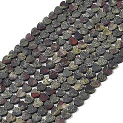 天然石ドラゴンブラッドビーズ連売り  艶消し  ハート  6x6x2.5mm  穴：1mm  約69個/連  14.96''（38センチメートル）&nbsp;G-A272-A02-01
