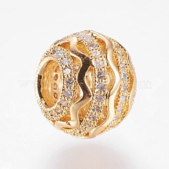 Brass Micro Pave Cubic Zirconia Beads&nbsp;ZIRC-J018-36G