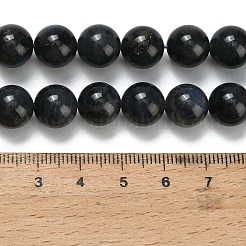 天然黒ラブラドライトビーズ連売り  ラウンド  10mm  穴：0.8mm  約40個/連  15.55インチ（39.5cm）&nbsp;G-L642-B15-10mm