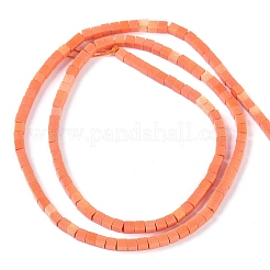 天然石瑪瑙ビーズ連売り  染め  キューブ  ダークオレンジ  2x2x2mm  穴：1mm  約150個/連  15.08インチ（38.3cm）&nbsp;G-M422-A01-04J