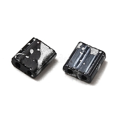 2穴不透明ガラスシードビーズ  アンティークスタイル  正方形  ブラック  5x5x2mm  穴：0.8mm&nbsp;SEED-S023-30C-26