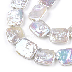 バロック天然ケシパールビーズ連売り  淡水真珠  長方形  貝殻色  15~18.5x13~14x3~5mm  穴：0.7mm  約21~25個/連  14.76~15.08''（37.5~38.3センチメートル）&nbsp;PEAR-S020-K08