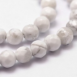 天然石ハウライトビーズ連売り  多面カット  ラウンド  4mm  穴：1mm  約96個/連  14.9インチ〜15.1インチ&nbsp;G-D840-44-4mm