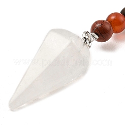 Natural Quartz Crystal Cone Pendant Keychain&nbsp;G-Z033-08P-01