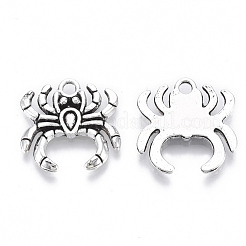 合金のチベット風チャーム  鉛フリー＆カドミウムフリー  クモ  アンティークシルバー  18.5x18x2.5mm  穴：2mm  約290個/500g&nbsp;TIBE-N010-02AS-RS