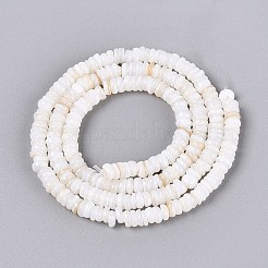 天然淡水シェルビーズ連売り  ヒシビーズ  ディスク  貝殻色  3~4x0.5~2.5mm  穴：0.5mm  約248~261個/連  14.57~15.35インチ（37~39cm）&nbsp;SHEL-Q028-01A