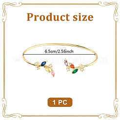1Pc Elegant Brass Cubic Zirconia Leaf Cuff Bangles for Women&nbsp;BJEW-LP0003-33G-01