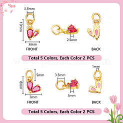 20Pcs 10 Styles Brass Micro Pave Cubic Zirconia Pendants&nbsp;KK-PH0012-99