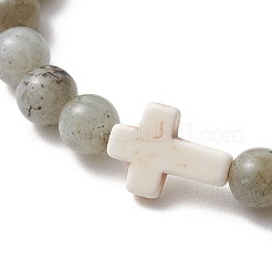 Natural Labradorite & Synthetic Turquoise Beaded Bracelets&nbsp;BJEW-JB13570
