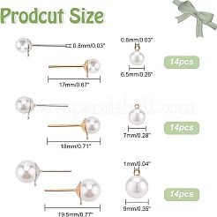 84Pcs 6 Styles Acrylic Imitation Pearl Beads Ball Stud Earring Findings&nbsp;STAS-FH0001-55