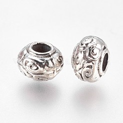 合金ヨーロピアンビーズ  大穴ビーズ  ロンデル  アンティークシルバー  10x7mm  穴：4mm&nbsp;MPDL-WH0001-02AS