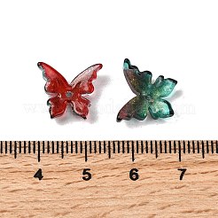 ガラスビーズ  蝶  ツートン  ファイヤーブリック  12x13.5x3.5mm  穴：1.2mm&nbsp;GLAA-D303-06G