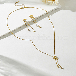 Women's Stainless Steel Stud Dangle Earrings & Lariat Necklaces Sets&nbsp;EB5177-1