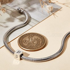 スターリングシルバービーズ  キューブ  ヨーロッパのビーズ  文字p  6x6x6mm  穴：4.5mm&nbsp;STER-WH20009-04P-P
