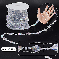 プラスチックチェーン  菱形  ハンダ付け  スプールで  ホワイト  12.5mm  10 m /ロール&nbsp;DIY-WH20009-31