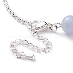 Natural White Jade(Dyed) Beaded Bracelet with 304 Stainless Steel Rolo Chains&nbsp;BJEW-JB08145-05