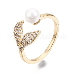 Brass Micro Pave Clear Cubic Zirconia Cuff Rings&nbsp;RJEW-N030-008-NF