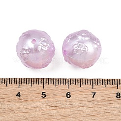 パール調アクリルビーズ  花の丸  パープル  16x16x16.5mm  穴：1.6mm  約216個/500g&nbsp;AC-CBAAA05-08B