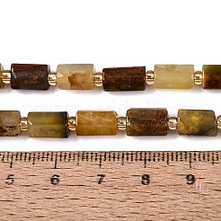 天然虎石英ビーズ連売り  六角柱  ガラスビーズ  6~9x6~6.5x5.5~6mm  穴：1~1.2mm  約34~35個/連  14.76~15.35インチ（37.5~39cm）&nbsp;G-Q608-25