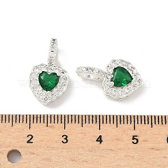 真鍮製マイクロパヴェキュービックジルコニアペンダント  ハートチャーム  銀  ミックスカラー  19.5x11.5x6mm  穴：5x3.5mm&nbsp;KK-Z139-05S