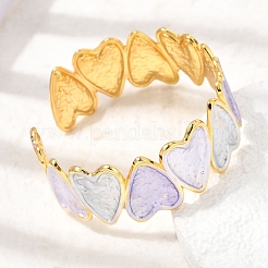 304 Stainless Steel Enamel Heart Open Cuff Bangles for Women&nbsp;SA-CBA1A30-01B-G