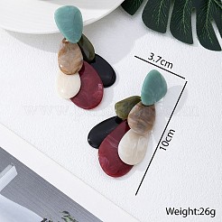 女性用樹脂製スタッドピアス  ティアドロップ  カラフル  100x37mm&nbsp;WGCC9D4-01