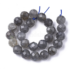 天然石ラブラドライトビーズ連売り  多面カット  ラウンド  5.5~6x6mm  穴：1mm  約32個/連  7.48インチ&nbsp;G-S345-6mm-005