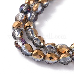 電気メッキガラスビーズセット  半分メッキ  多面カット  苺  黄金メッキ  6~6.5x6mm  穴：1.2mm  約78個/連  18.9インチ（48cm）&nbsp;EGLA-L018-A-HP02