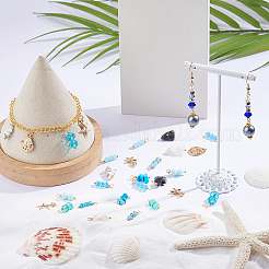30Pcs 15 Styles Glass & Natural Snowflake Obsidian & Natural Magnesite & Synthetical Howlite & Natural White Jade & Alloy Pendants&nbsp;PALLOY-FH00198