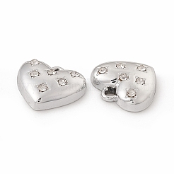 合金クリスタルラインストーンペンダント  ハートチャーム  プラチナ  15x16x4.5mm  穴：1.6mm&nbsp;ALRI-K049-04P