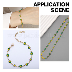 DIY Flower Brass Enamel Link Chains Bracelets/Necklaces Making Finding Kits&nbsp;DIY-AR0004-11