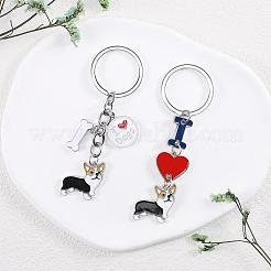 WEWAYSMILE 2 pcs Dog Keychain Car Keychain Pet Pendant Key-Ring Lovely Dog Key-ring Portable Metal Keychain Gift for Pet Lover Birthday Puppy Theme Party Supplies (Brownish Corgi)&nbsp;JX792A