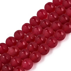 Frosted Natural White Jade Beads Strands&nbsp;G-T138-10mm-209B