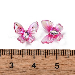 虹色の樹脂カボション  蝶  フクシア  10x11x3mm&nbsp;CRES-R459-02E