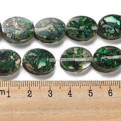 天然の染色されたインペリアルジャスパーと樹脂ビーズの連売り  オーバル  濃い緑  16x12x6mm  穴：1.2mm  約11個/連  6.89インチ（17.5cm）&nbsp;G-G083-A06-01