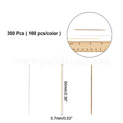 300本3色真鍮製ボールヘッドピン  ミックスカラー  60x0.7mm  100個/カラー  300個/箱&nbsp;KK-AR0002-16