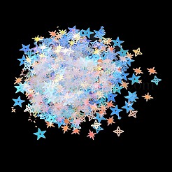 装飾アクセサリー  ポリ塩化ビニールのプラスチック製のスパンコール/スパンコールビーズ  黄金の光沢  スター  カラフル  2.5~10x2.5~10x0.3mm  穴：1.2mm&nbsp;PVC-L001-05