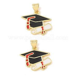 Graduation Season Brass Enamel Pendants&nbsp;KK-CBAF2EC-03G-A