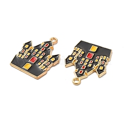 合金エナメルチャーム  城のチャーム  ハロウィン  ゴールドカラー  21x17.5x1.3mm  穴：1.5mm&nbsp;FIND-G055-13G