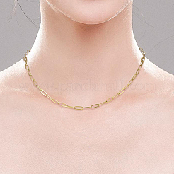 12個 4スタイル 304ステンレススチール ペーパークリップチェーンネックレス  ミックスカラー  16.14~18.31インチ（41~46.5cm）  3個/スタイル&nbsp;NJEW-SC0001-56